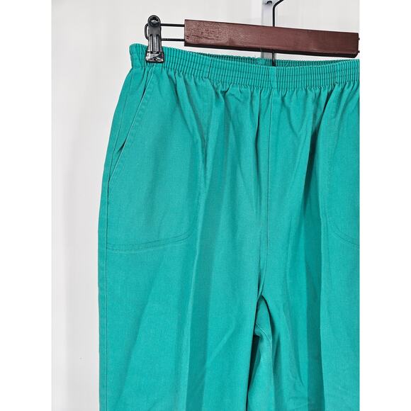 Picket And Post Women's Elastic Waist Green Cotton Polyester Pant Size 16 - Picture 2 of 5